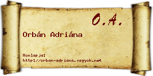Orbán Adriána névjegykártya